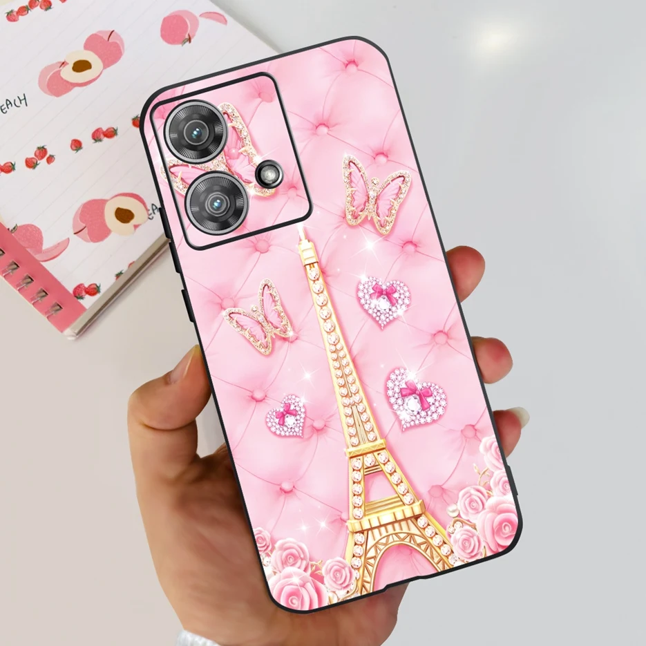 Cute Cat & Butterfly Soft Silicone Phone Case for Motorola Edge 40 Neo - Stylish Protective Back Cover