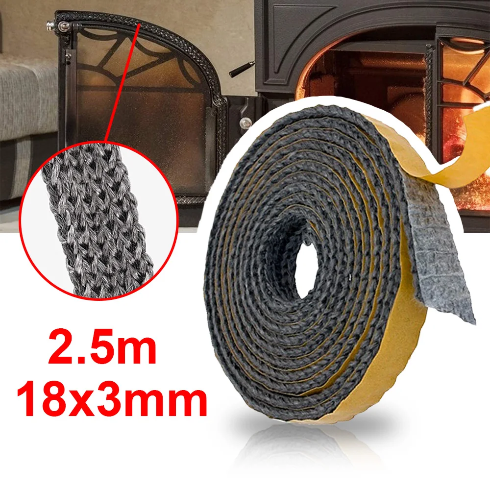 2.5M Black Flat Stoves Rope Self Adhesive Glass Chimney Door Stove