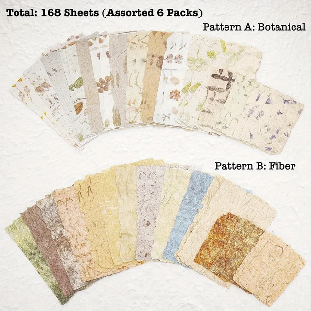 168 Sheets Scrapbook Paper and Embossed Textured Assorted Set - 6 Pack Mixed Special Paper for Scrapbooking Planner Junk Collage 2
