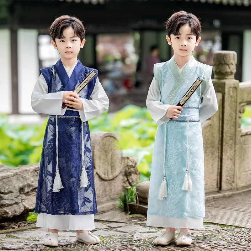 

Boys Hanfu Stage Outfit Chinese Robe Baby Tang Suit Children Ancient Chinese Traditional Swordsman Costume Kids New Year Clothes