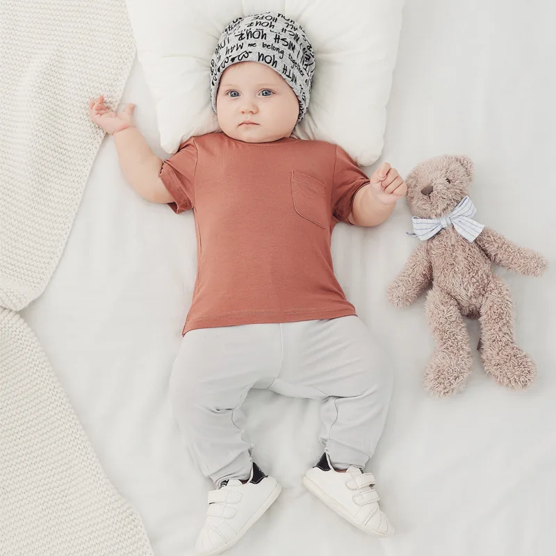 2025 Spring New Baby Boys Bamboo Fiber Pants Toddler Girls Casual Loose Long Trouser Infant Kids Clothes For 3M-6Years Newborn 4