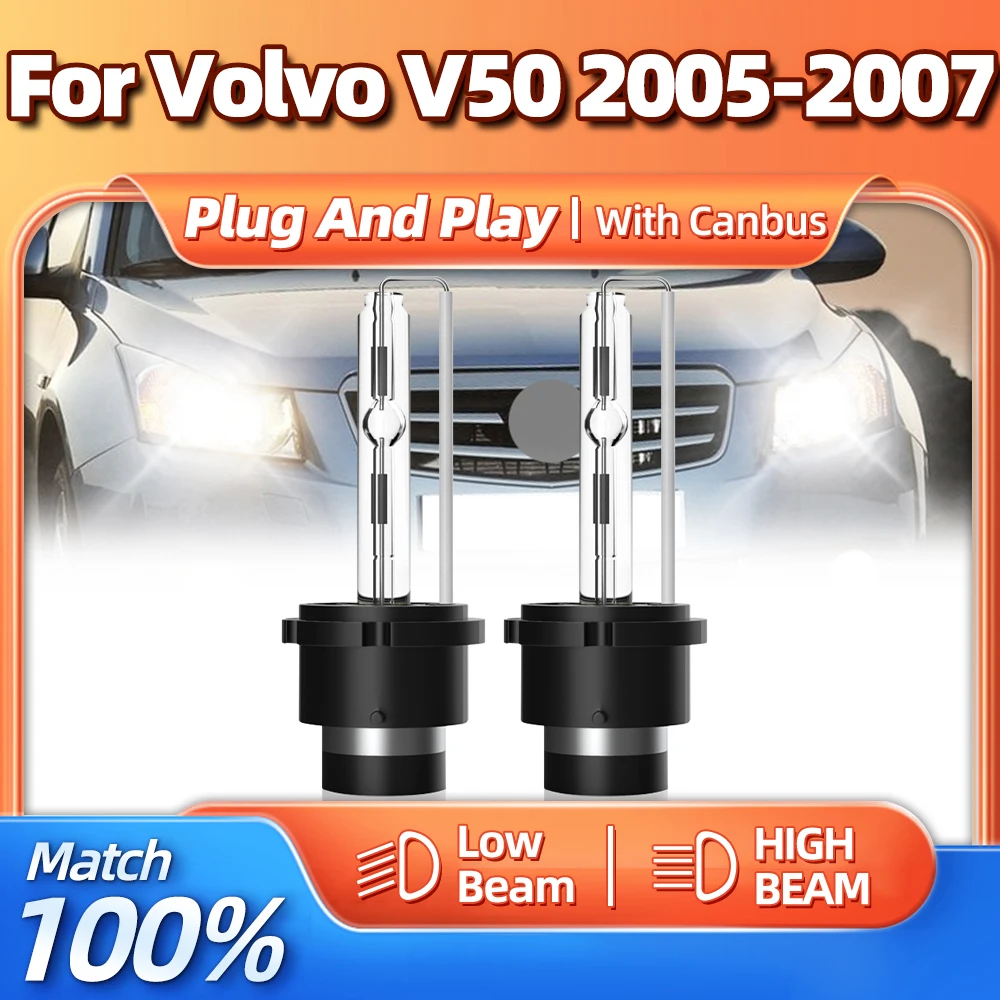 

2PCS 35W D2S HID Xenon Headlight Bulb 12V 6000K White Car Light Bulb 20000LM Turbo Auto Lamp For Volvo V50 2005 2006 2007