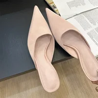 Eilyken New Fashion Pointed Toe Women Slippers Concise Thin Low Heels Casual Dress Pumps Summer Slide Mules Shoes - Image 2