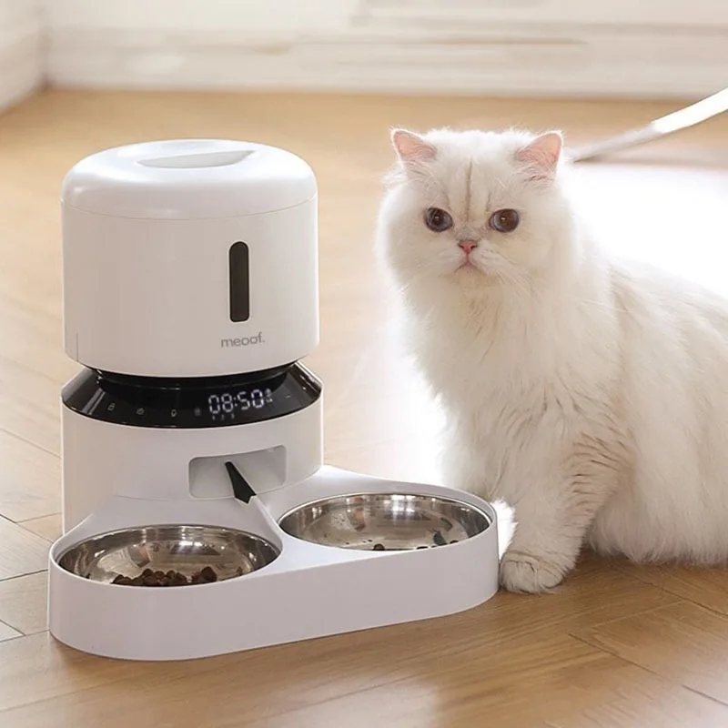 

Pet Feeder Cat and Dog Food Automatic Dispenser Stainless Steel Bowl Cats and Dogs with Recording Timing Feeding Pet Supplies