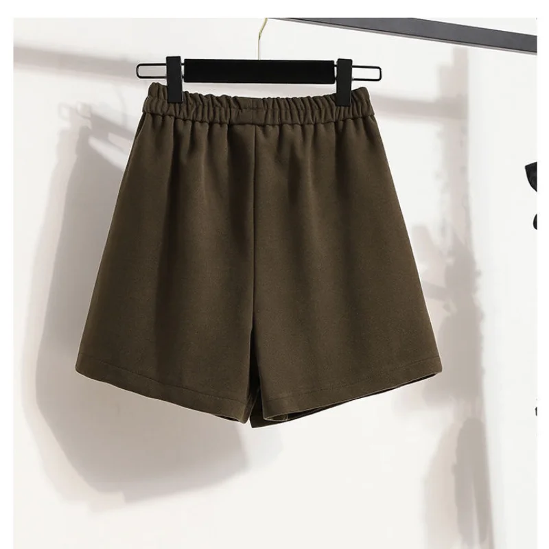 Plus Size New Irregular Pleated Pants Skirt Autumn Winter Elastic Waist Loose Solid A-line Shorts Vintage Casual Women Clothing