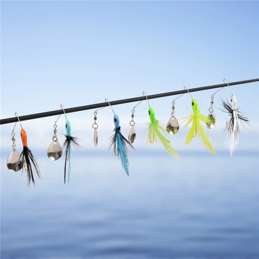 6-teiliges Spinner-Köder-Set zum Barschangeln mit Colorado-Klingen, Spinnerbait-Jigköpfe, Teaser-Köder für das Crappie-Angeln von Lachsforellen – Detail 6