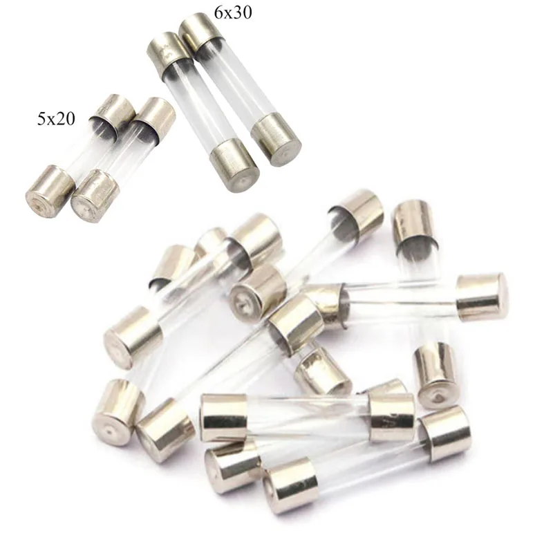 

25pcs Fast Quick Blow Fuses Glass Tube Fuse 5x20/6x30mm 0.1A 0.2A 0.5A 1A 2A 2.5A 3A3.15A 4A 5A 8A 10A 15A 20A 30A 250V