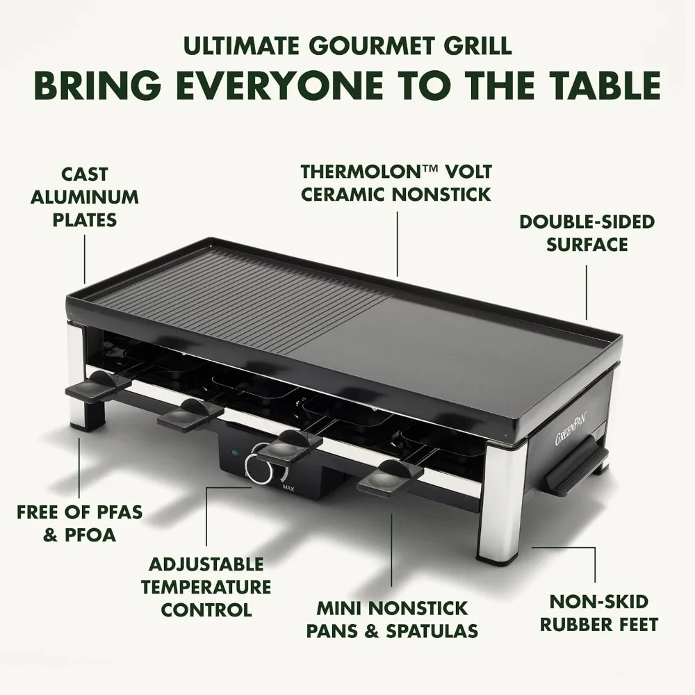Electrics Healthy Ceramic Nonstick, 3-in-1 Reversible Grill, Griddle & Raclette, PFAS-Free, Serves up to 8 People 5