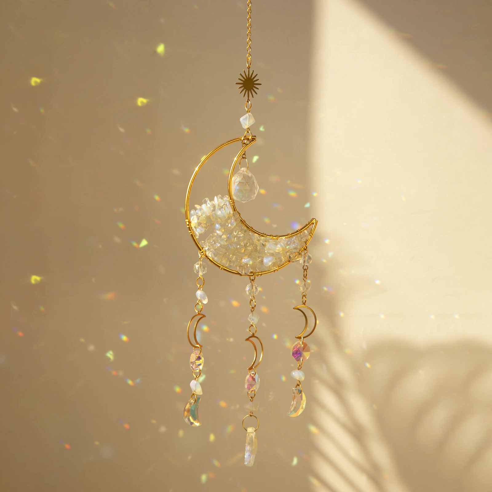 Dreamcatcher Suncatcher Crystal Prism Ball Moon Star Rainbow Indoor Window Car Hanging Garden Decoration Gift sun catcher crystal pendant sun catchers window ornament