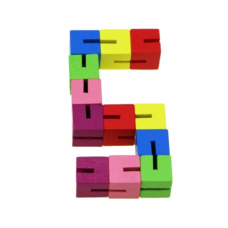 1PC Classic Colorful Cube String Wooden Building Block Creative Fidget Stress Relief Toy For Children Toddler Educational Toys