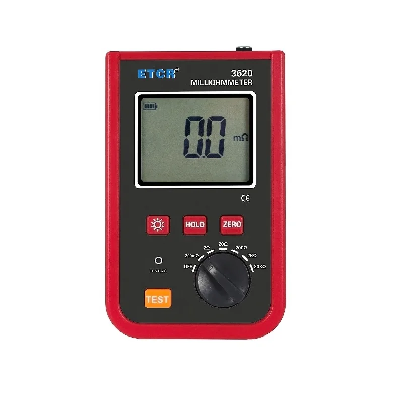 ETCR3620 Portable Milliohmmeter 1m&Omega;-20.0k&Omega; DC Low Value Resistance Tester 4-wire Method AC/DC 2 Channel Detector Rechargeable