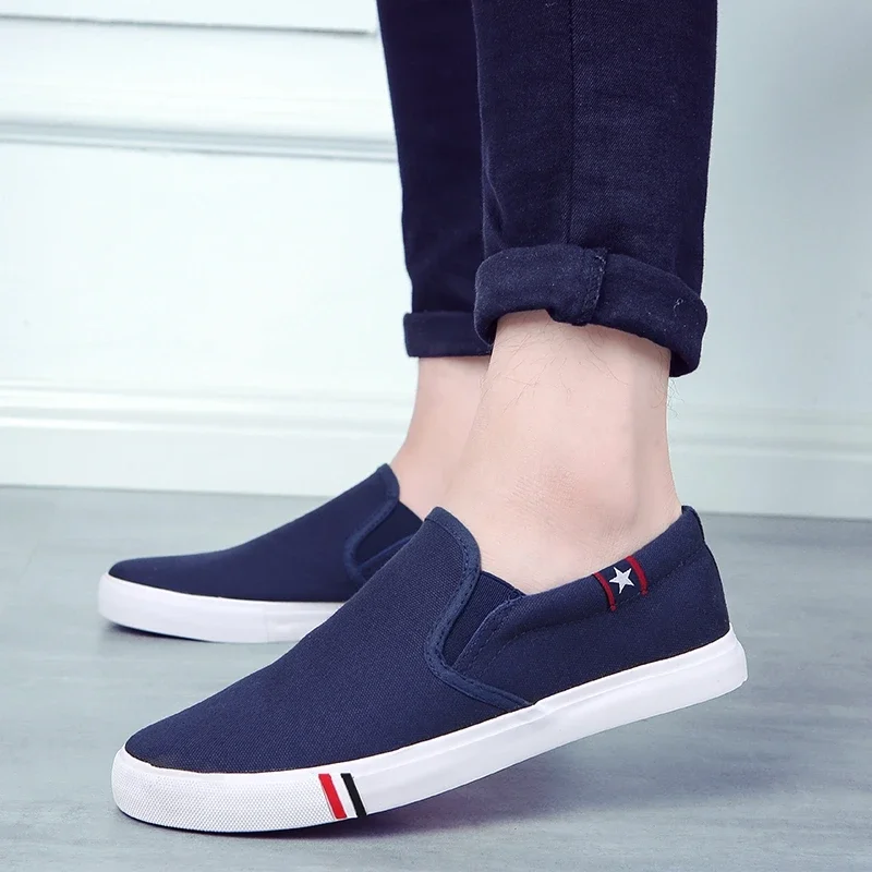 Men Casual Shoes Slip on Canvas Loafers Comfortable Walking Flats for Man Dude Non Slip Soft Moccasins Sneakers Summer 4