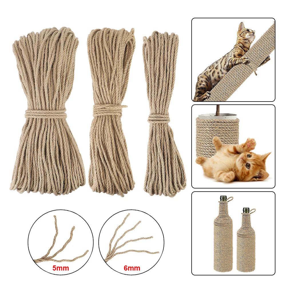 Cat Climbing Frame DIY Scratching Post Toy Natural Sisal Rope Twine Desk Legs Binding Rope For Cat Sharpen Claw 20M/50M/100M