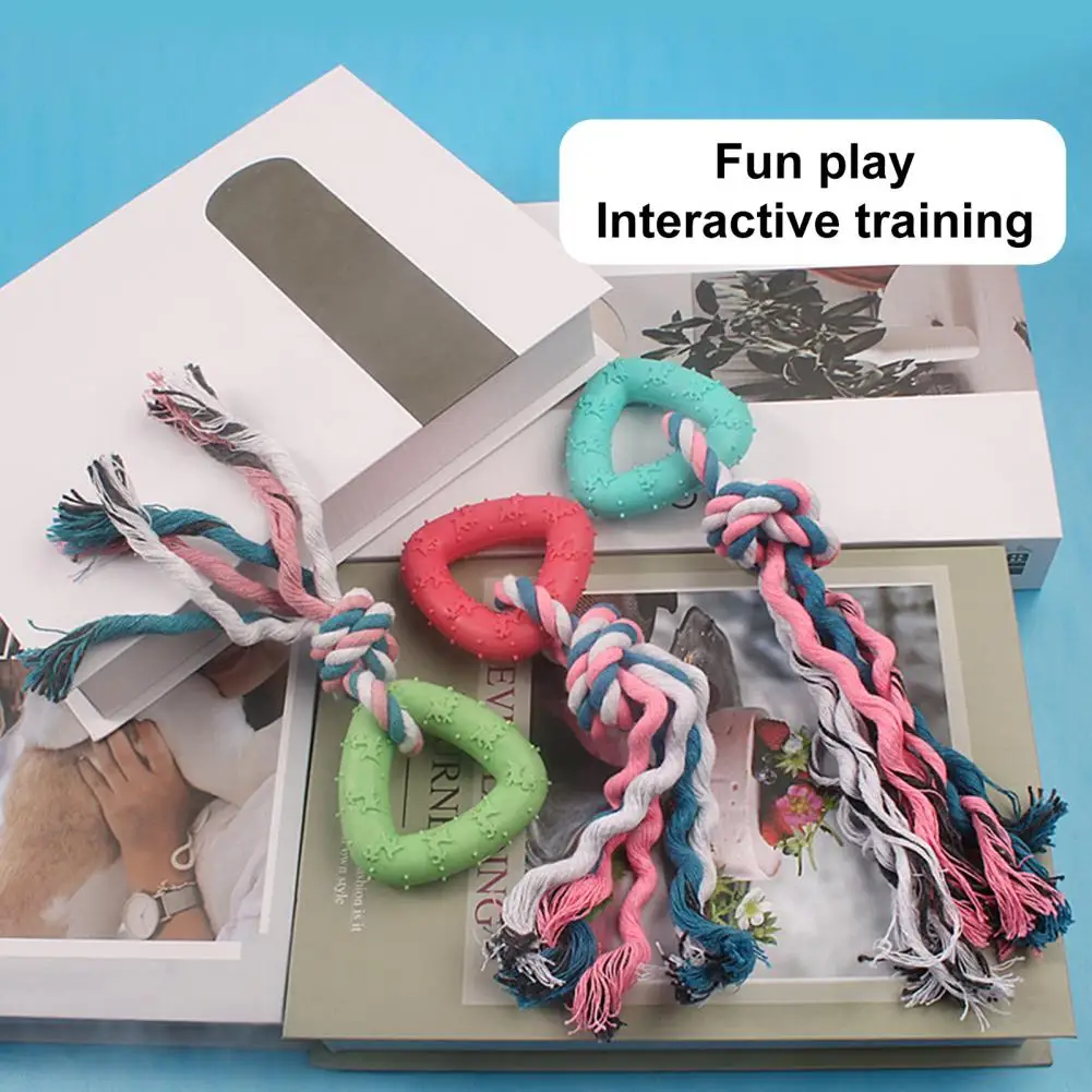 

Dog Triangle Cotton Rope Toy Bite-resistant Boredom Stress Relief Soft Pet Teething Interactive Colorful Rope Chew Toy