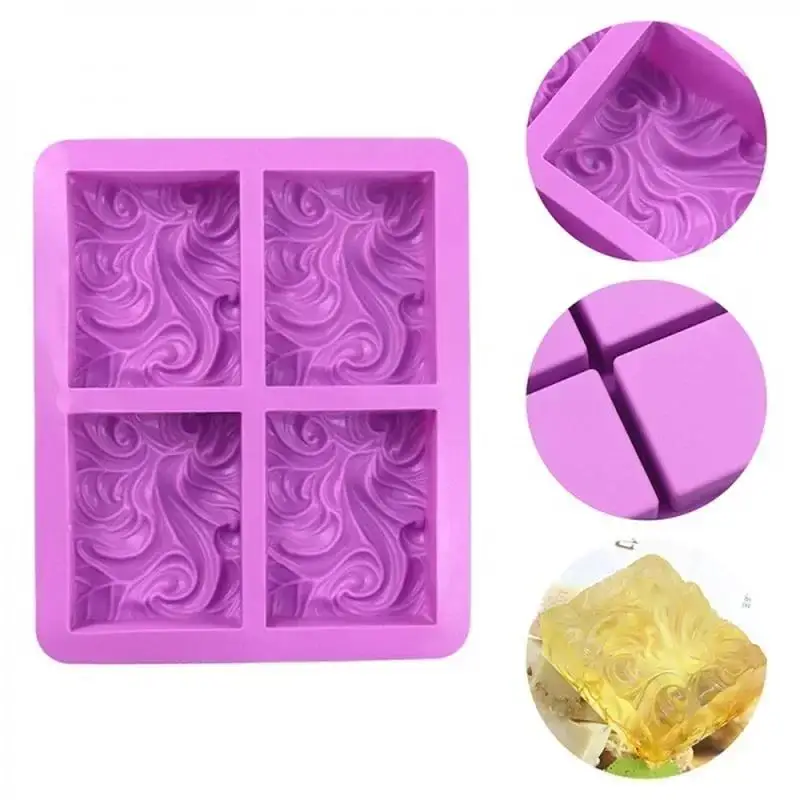 4 Cavity Fashion Creative Handmade Flower Shaped Silicone DIY Soap Candle Cake Mold Consumables Handicraft Soap Mold Accessories
