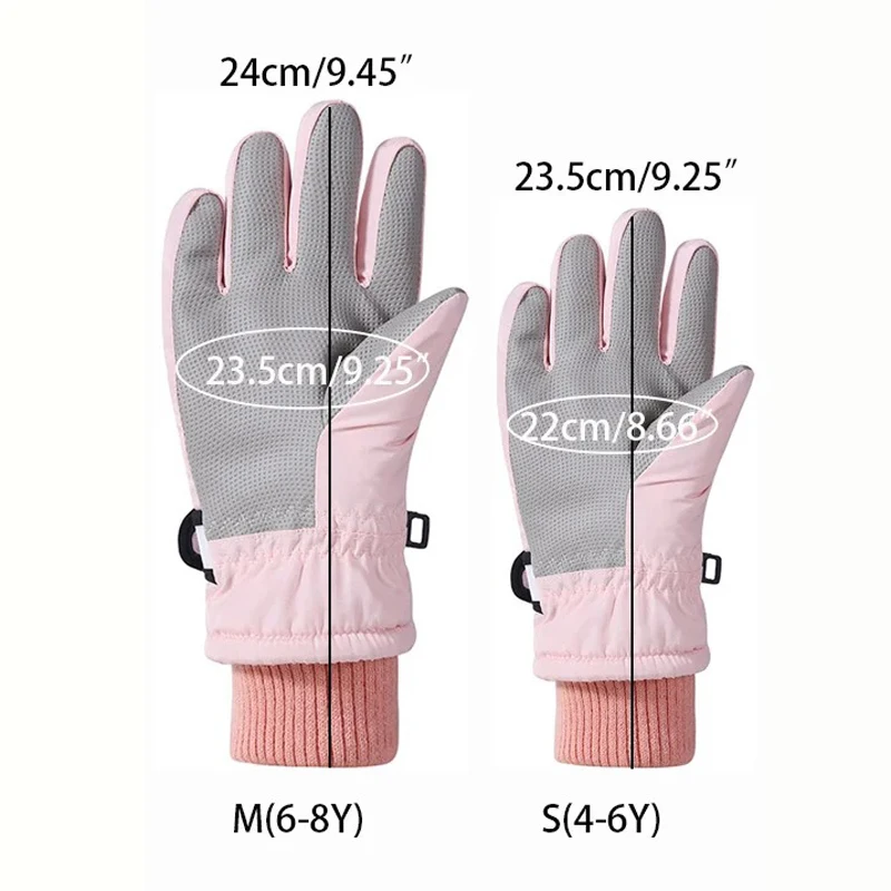 소녀 소년을위한 귀여운 어린이 겨울 장갑 두꺼운 Windproof 어린이 스키 장갑 스노우 스포츠 스노우 보드 4-8Y 어린이 장갑