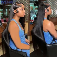 30 40 Inch 250 Density Bone Straight 13X6 Hd Lace Frontal Wig 13X4 Transparent Lace Front Pre Plucked 100% Human Hair For Women 1