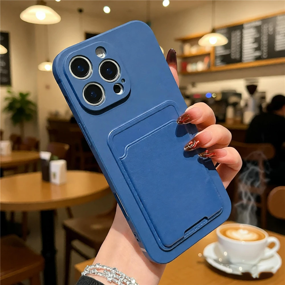 Solid Color Soft Silicone Wallet Phone Case with Card Holder