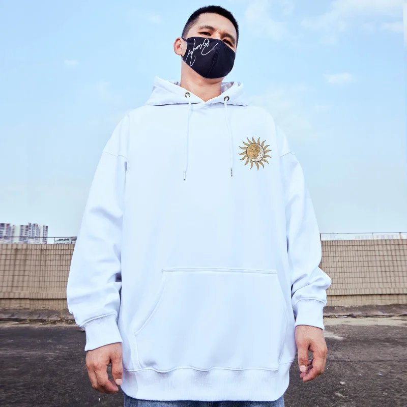 Casual Style Fashion Sweater Hooded Autumn And Winter Literary Trend New Men's Pullover Popular Print And Plush