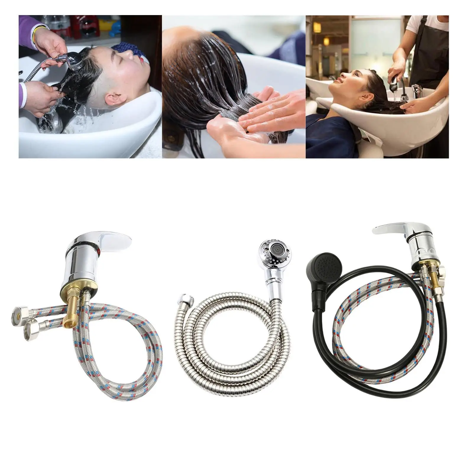 Mixer Tap Bath Sink Faucet Shower Head Spray Hose,Push On Washing Hairdresser