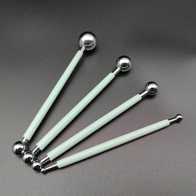 Stylo à Indentation en acier inoxydable, poterie douce à 8 têtes, tige à bille en acier, argile, outils en céramique faits à la main, bricolage, 4 pièces 5