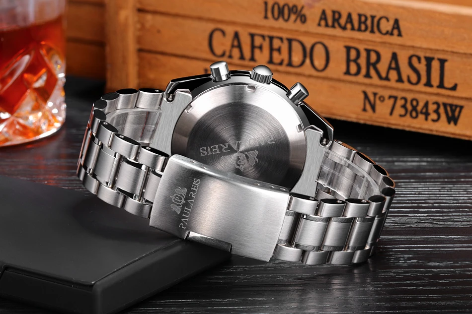 Automatski automatski vjetar mehanički svjetleći nehrđajući čelik plava kava smeđa brzina muškarci_voghion.com