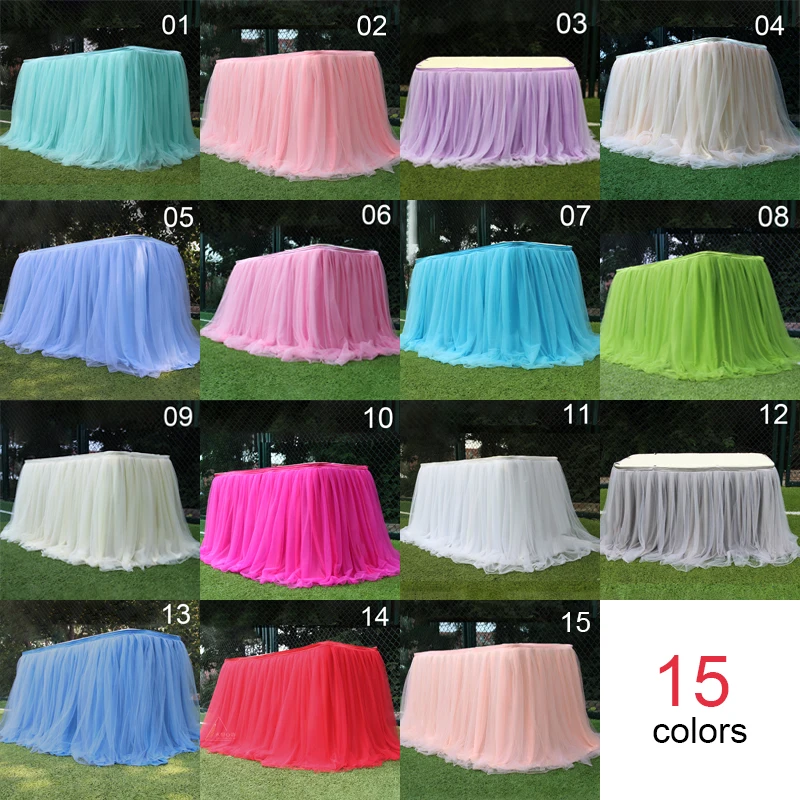 100x80cm Table Skirts Birthday Tulle Table Skirting Wedding Party Tutu Tulle Cloth Baby Shower Wedding Party Home Decor