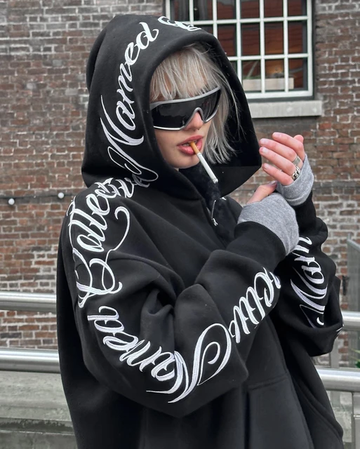 Men Hip Hop Streetwear Hooded Jacket Archery Target Print Oversized Zip Up  Jacket Harajuku Punk Grunge Couple Hoodie Y2k Clothes - Hoodies u0026  Sweatshirts - AliExpress