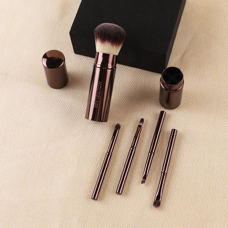 Makeup Brush-1018 Multi Functional Set Of 5 Brushes Loose Powder Brush Lip Brush Eyebrow Brush Portable Makeup Brush_voghion.com