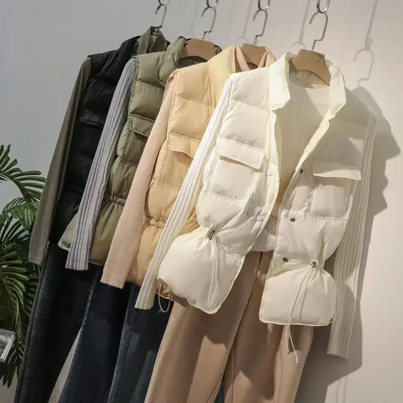 

Golf down jacket vest women's 2023 Korean version waist up vest white duck down standing collar down vest Golf Tent electric bik