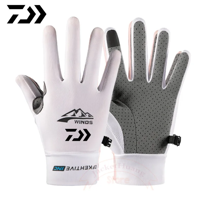 Daiwa 2023 Summer New Men's Fishing Gloves Anti Slip Outdoor Riding  Sunscreen Gloves Sports Breathable Ice Silk Gloves Men - AliExpress