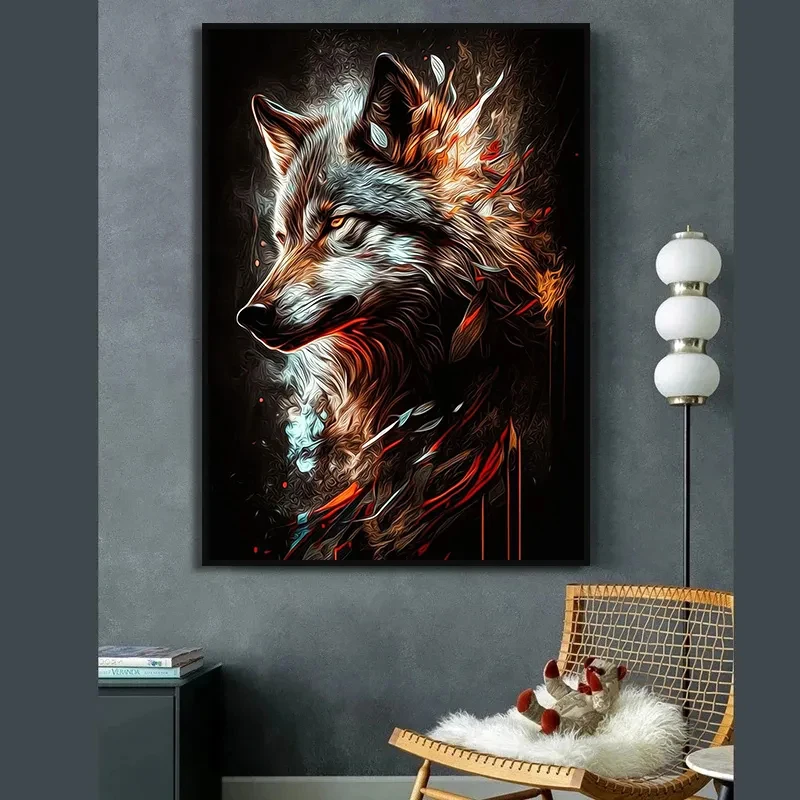 

Абстрактная Картина на холсте с изображением волка, настенное искусство в рамке, гостиная, коридор, украшение дома, плакаты, декор комнаты