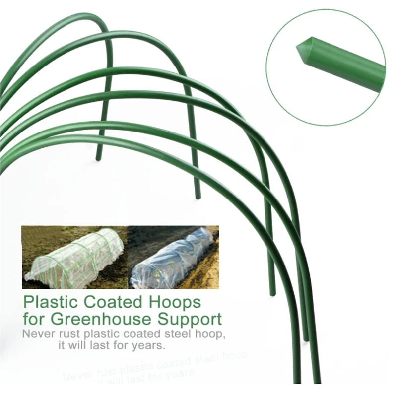 WDDH 6Pcs Portable 4ft long Steel with Plastic Coated hoops,Greenhouse Hoops,Grow Tunnel,Support Hoops for Garden Fabric 