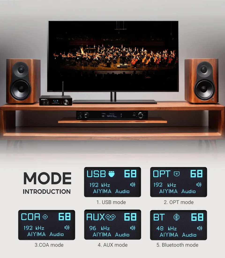 Aiyima audio d03 bluetooth 5,0 verstärker 2,1 wx2 stereo hifi drahtlose digitale sound leistung subwoofer verstärker usb dac aptx – Detail 10