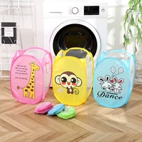 Cartoon Printed Foldable Laundry Basket Nylon Mesh Dirty Clothes Hamper Storage Bin Simple Modern Fabric for Home Organization 1