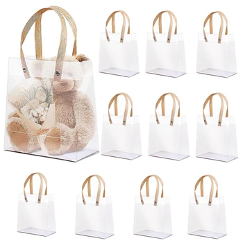 10pcs Small Gift Bags With Handle Gift Bags PVC Tote Bags Party Wedding Birthday Baptism Holiday Gift Bag Christmas Halloween 1