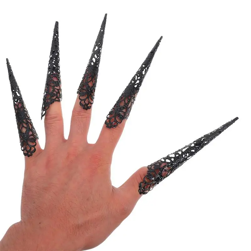 5 Stück Fingernagelspitzen, florale Fingerspitzen-Nagelklaue, Schmuck, Halloween, Cosplay, Fingerkrallen, Halloween, Party, Kostüm, künstliche Nagelringe