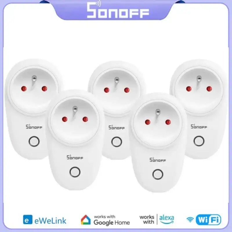 

SONOFF 1-4PCS S26R2 WiFi Smart Plug Wireless Smart Socket Switch Timing Smart Voice Remote Control via eWeLink Google Alexa