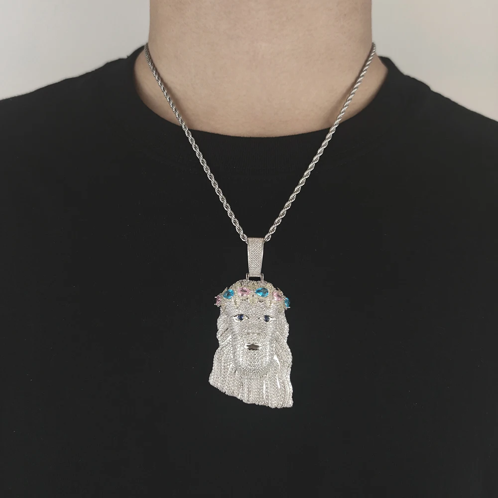 Hip Hop Jewelry Iced Out Big Jesus Piece Charm Pendant Chain