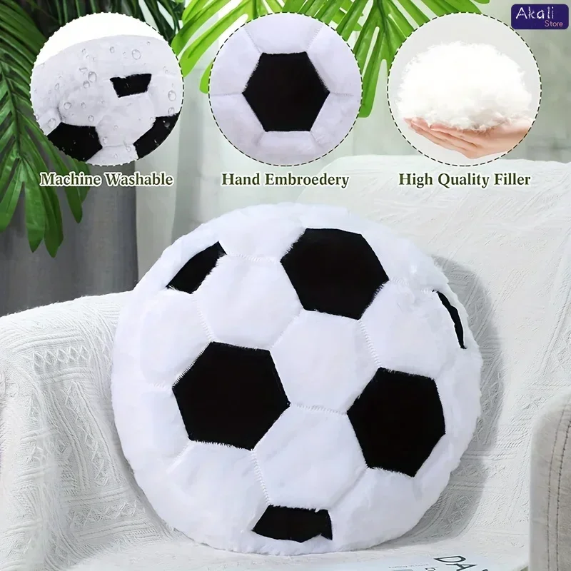 Sports Themed Plush Pillow Football Basketball Design Soft Fabric Cushion Simulation Football Doll Children's Birthday Gifts 5