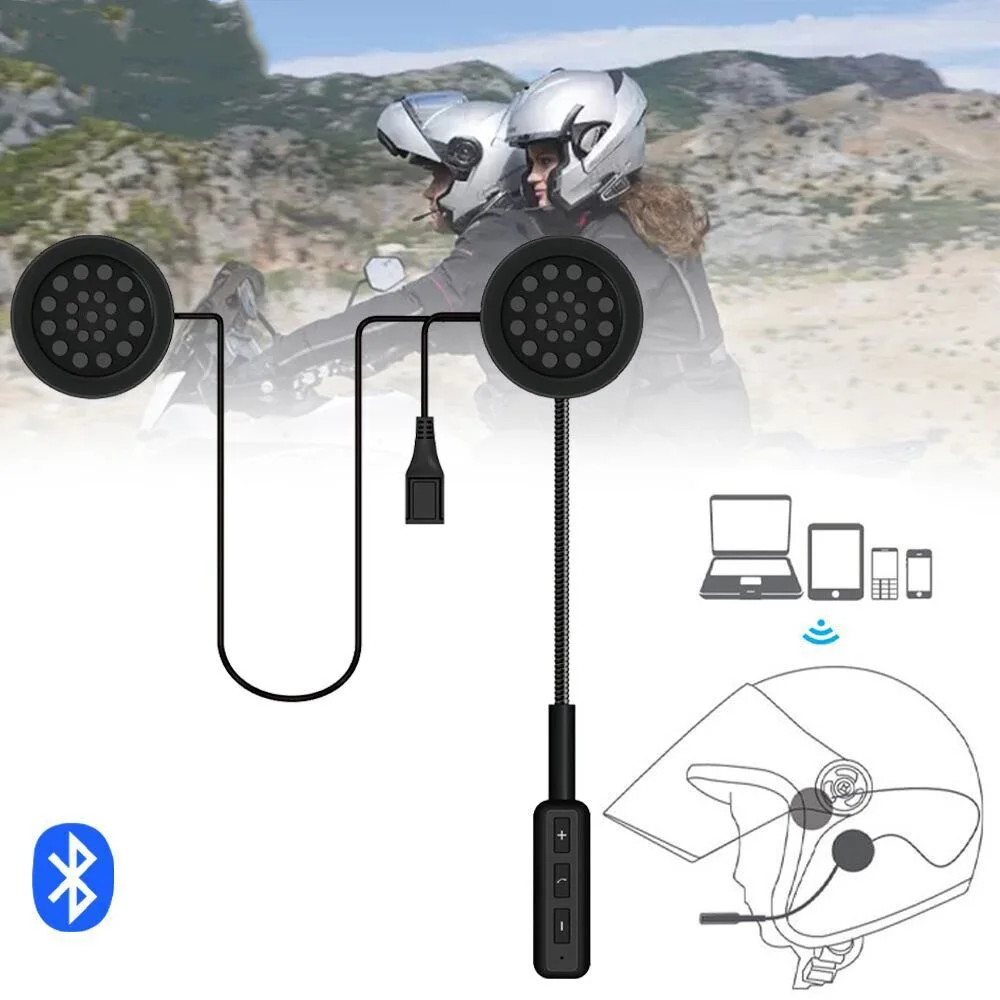 

Bluetooth-гарнитура для шлема V5.0 мотоциклетная Беспроводная стерео-гарнитура с поддержкой громкой связи микрофоном и голосовым управлением