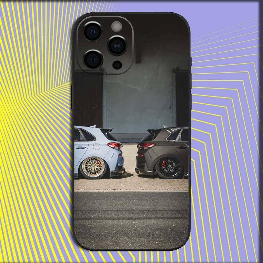 Sleek Blue Car-Themed Soft Black Phone Case