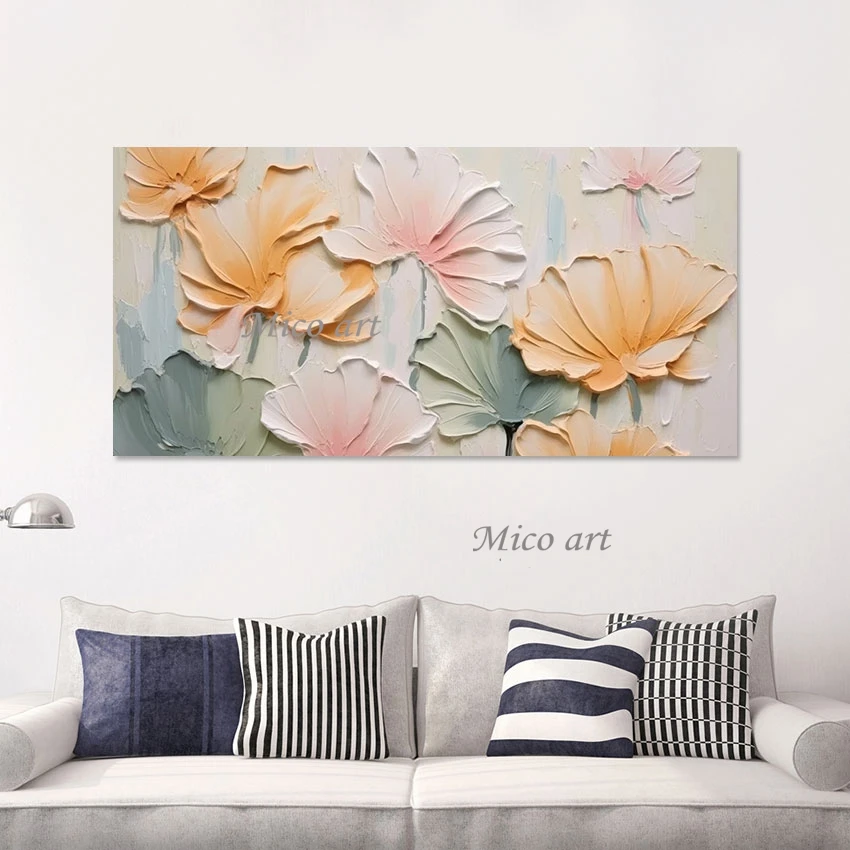 

Abstract Acrylic Knife Oil Painting 3D Flowers Hand Drawing Frameless Cheap Canvas Picture Outdoor Wall Art Decor Showpiece
