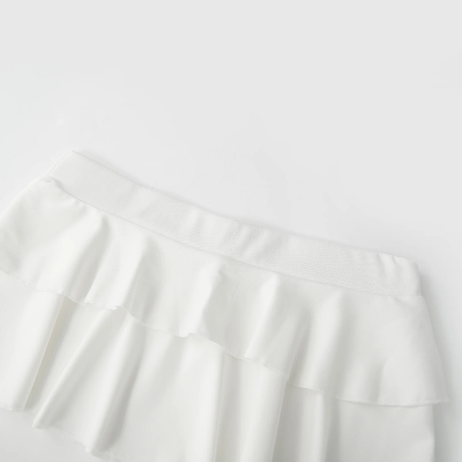 Women's Mini Skirt Low Waist Solid Color Ruffle Hem Skirt Lingerie Sexy Hot Skirts Summer 6