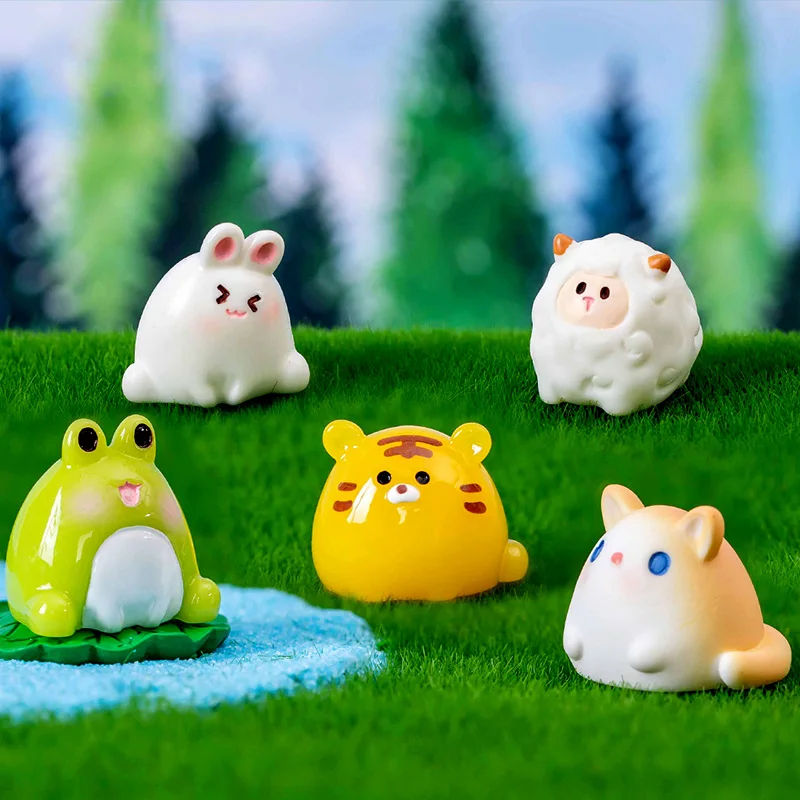 토끼 돼지 곰 양 개구리 카피바라 뱀 코알라 여우 호랑이 소 고양이 거북이 입상, 미니어처 요정 정원 장식 액세서리