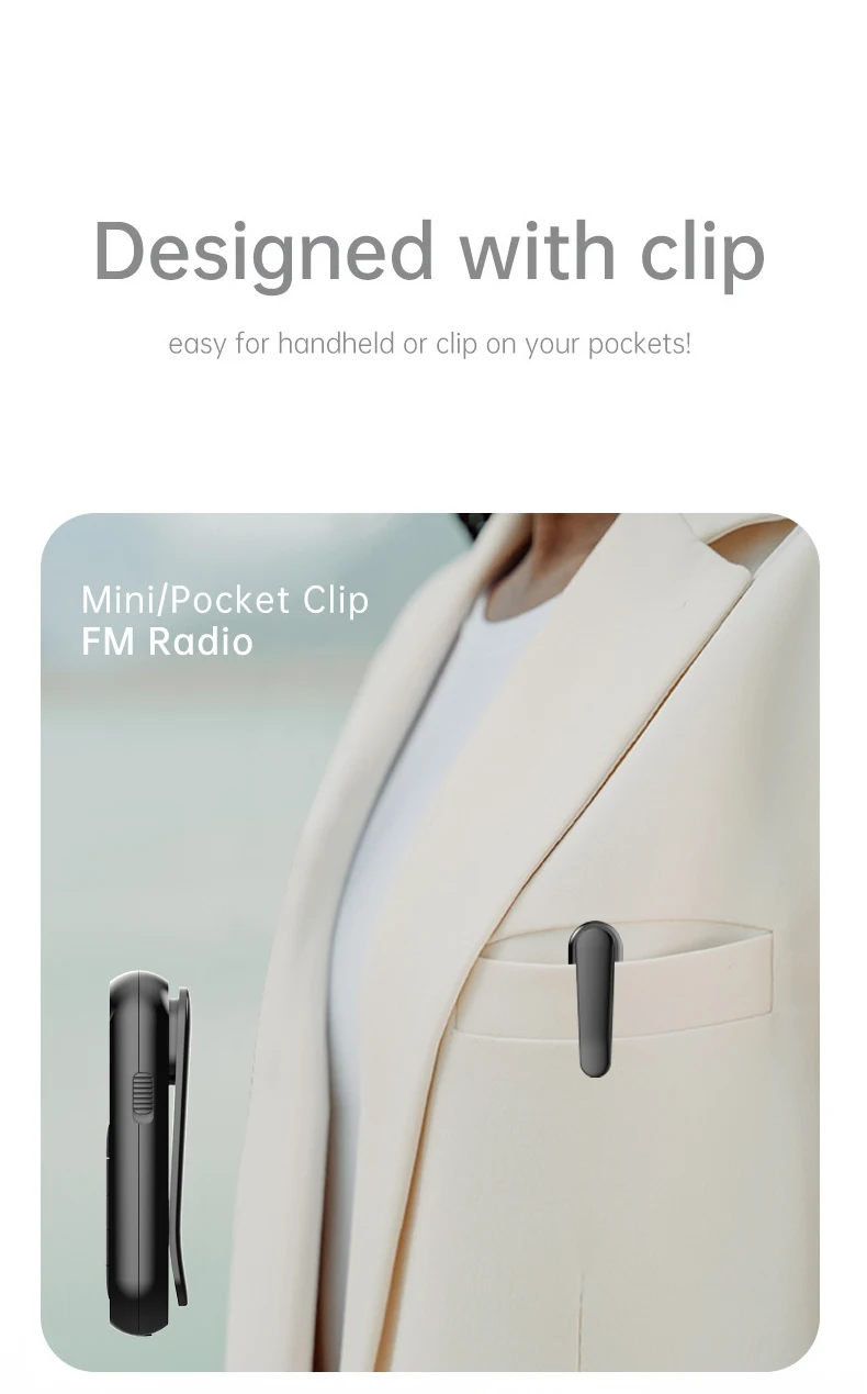 Mini Portable FM Radio 76-108MHZ Digital Tuning with LCD Screen Belt Clip 3.5mm