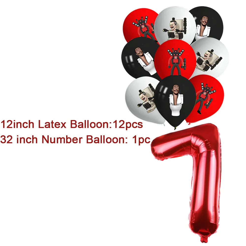 Skibidi Toilette Thema Geburtstags feier Dekoration liefert Banner Kuchen Topper Ballon Kampf Roboter Monitor Baby party Jungen Geschenke – Detail 31