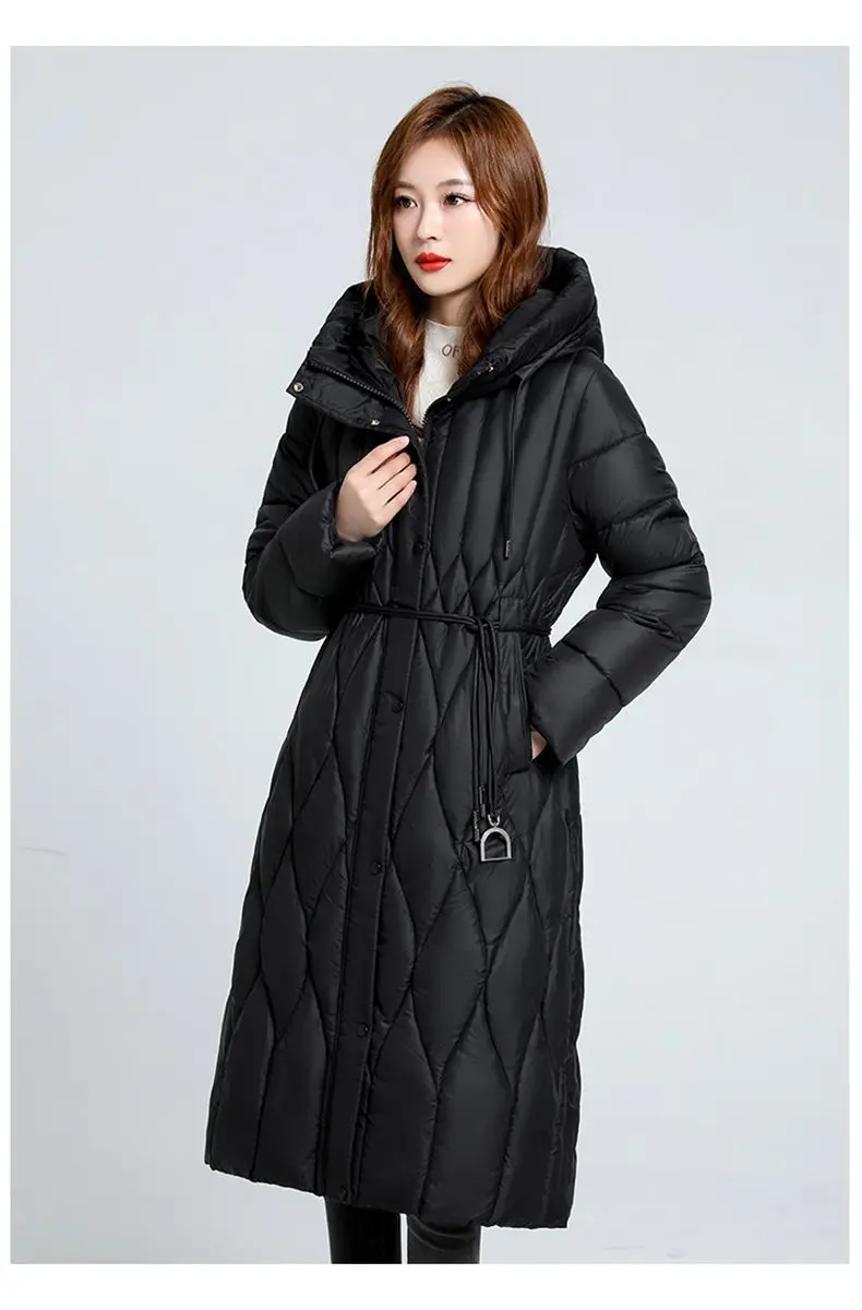New Oversized Women's Down Cotton Coat Winter Cold Warm Padded Jacket Long Female Casual Hooded Parker Cotton Clothes Black 7XL