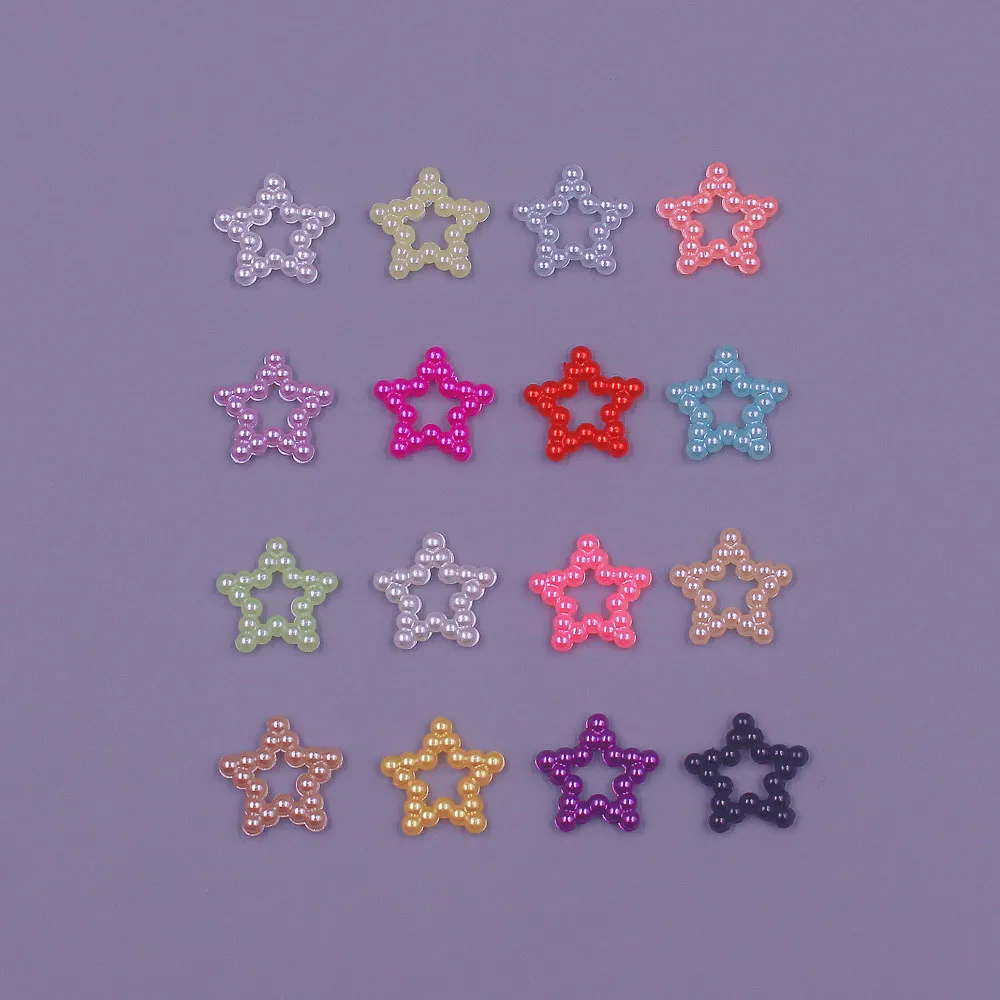 100pcs 12MM Star Shape ABS Imitation Pearls Flatback Beads For Art Scrapbooking Jewelry garment Making