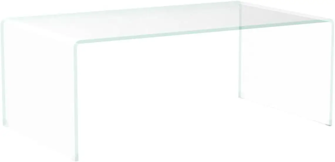 Meihua Tempered Glass Coffee Table for Living Room, Clear Center Table with 0.47 inch Tempered Glass, Transparent Modern Coffee